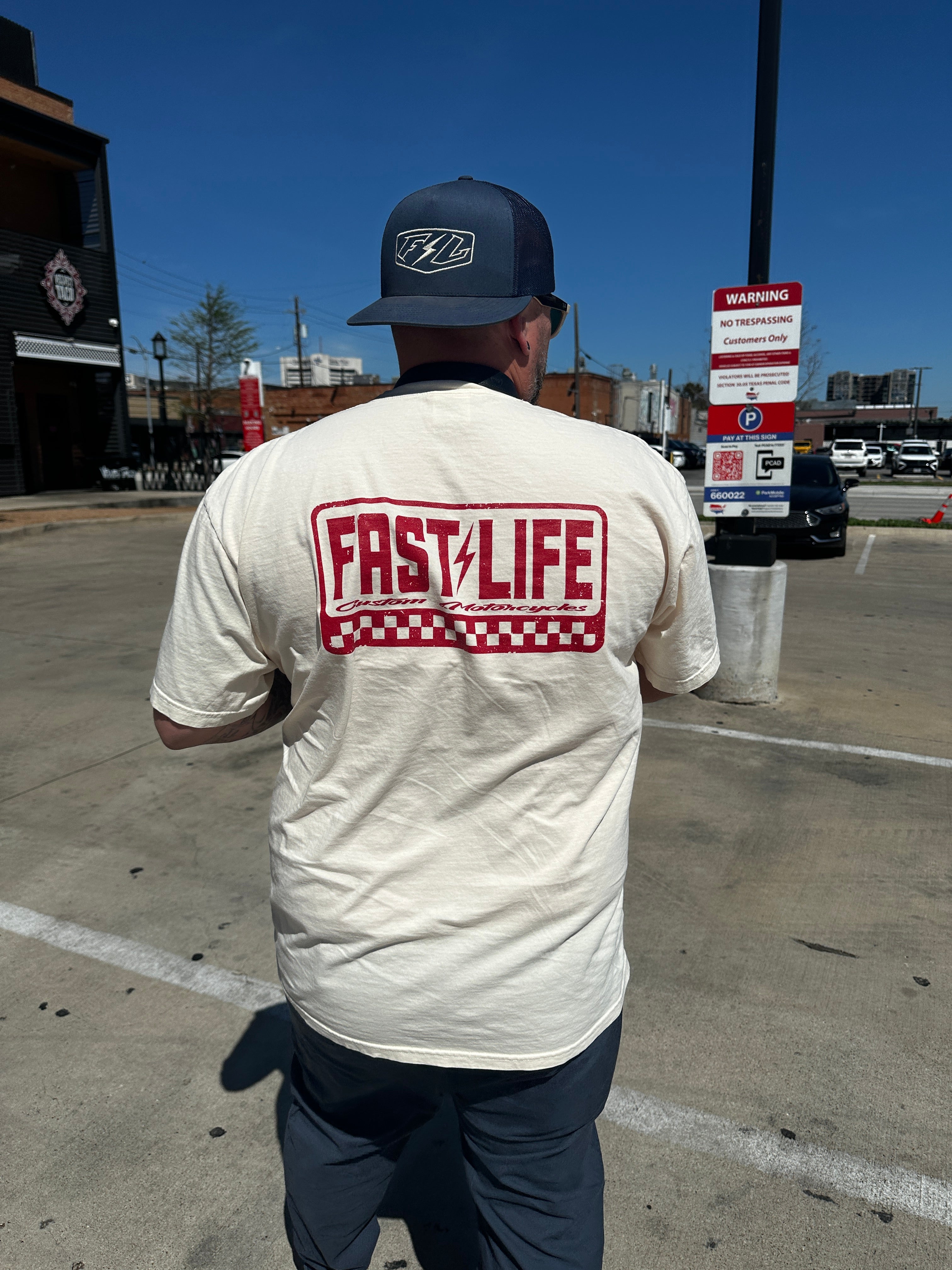 Ivory Checkerd Back T-Shirt